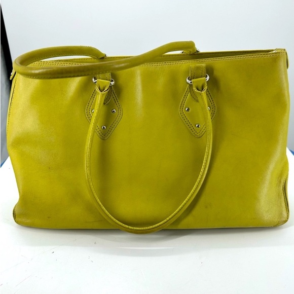 Cole Haan Tote Bag Leather Lime. Contrast Lining. Trinity Series SUO5. Soft! - Picture 6 of 9